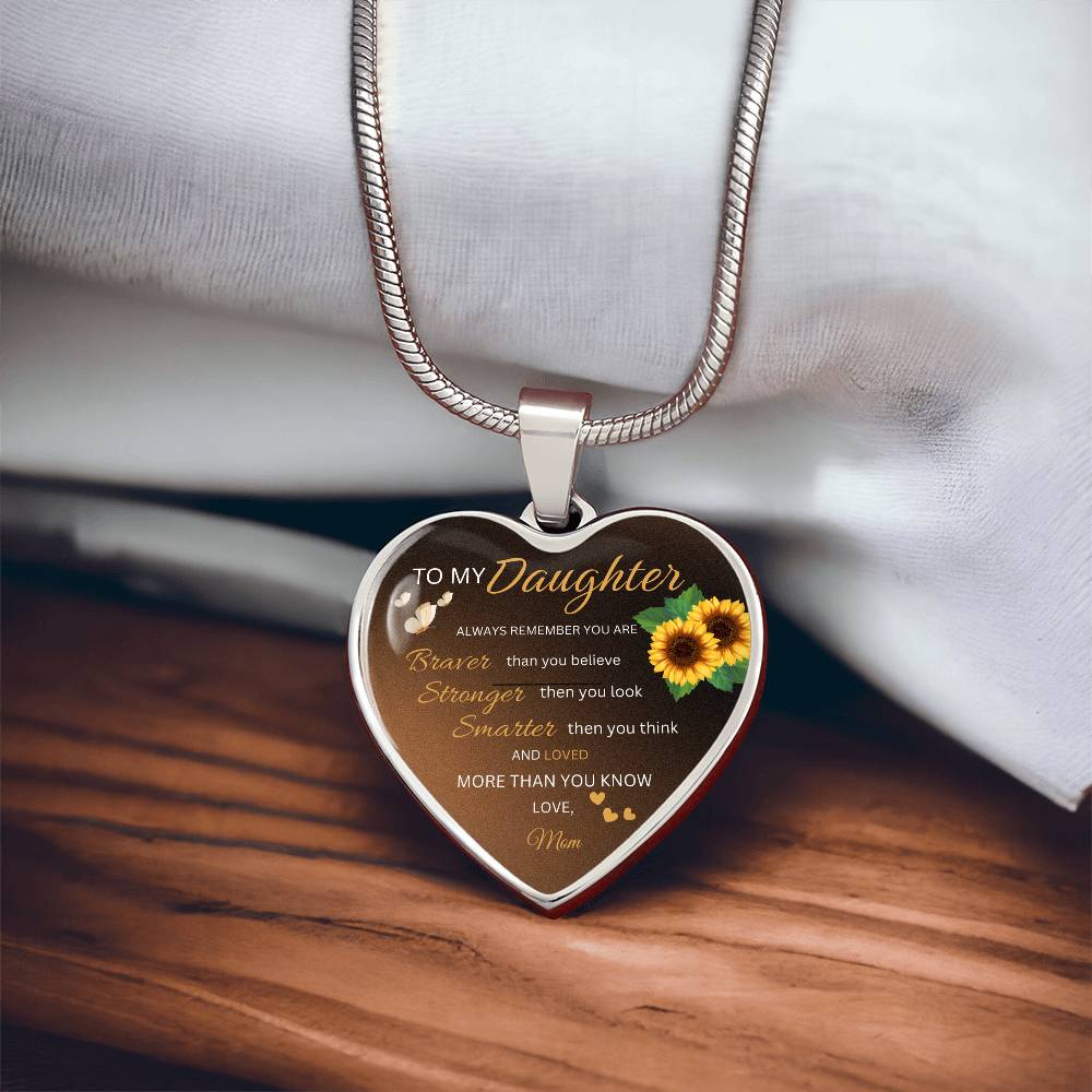 To My Daughter – Personalized Heart Necklace with Custom Message Card