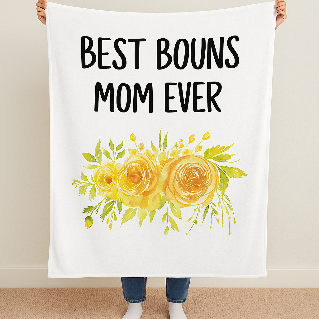 VPS CozyBest Bonus Mom Ever Blanket – Luxurious Sherpa Fleece Gift for Stepmom Plush Fleece Blanket - 30x40