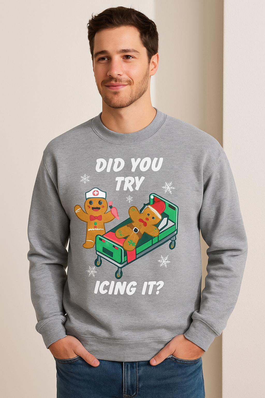 Did You Try Icing It? Funny Christmas Sweatshirt – Cozy Gingerbread Holiday Pullover