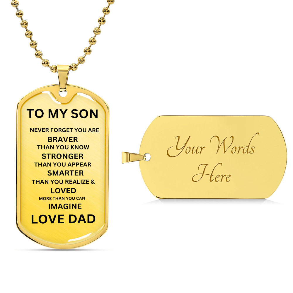 STRENGTH & LOVE: TO MY SON Dog Tag Necklace Gift | Dog Tag Necklace for Men | Gifts For Men