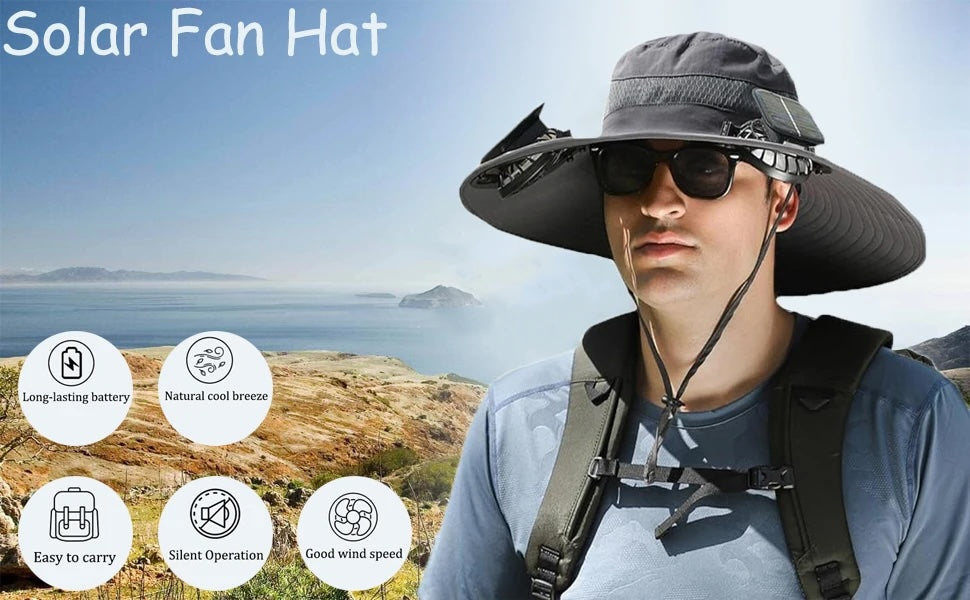 Solar-Powered Cooling Hat – Lightweight, Rechargeable Fan Cap for Outdoor Heat