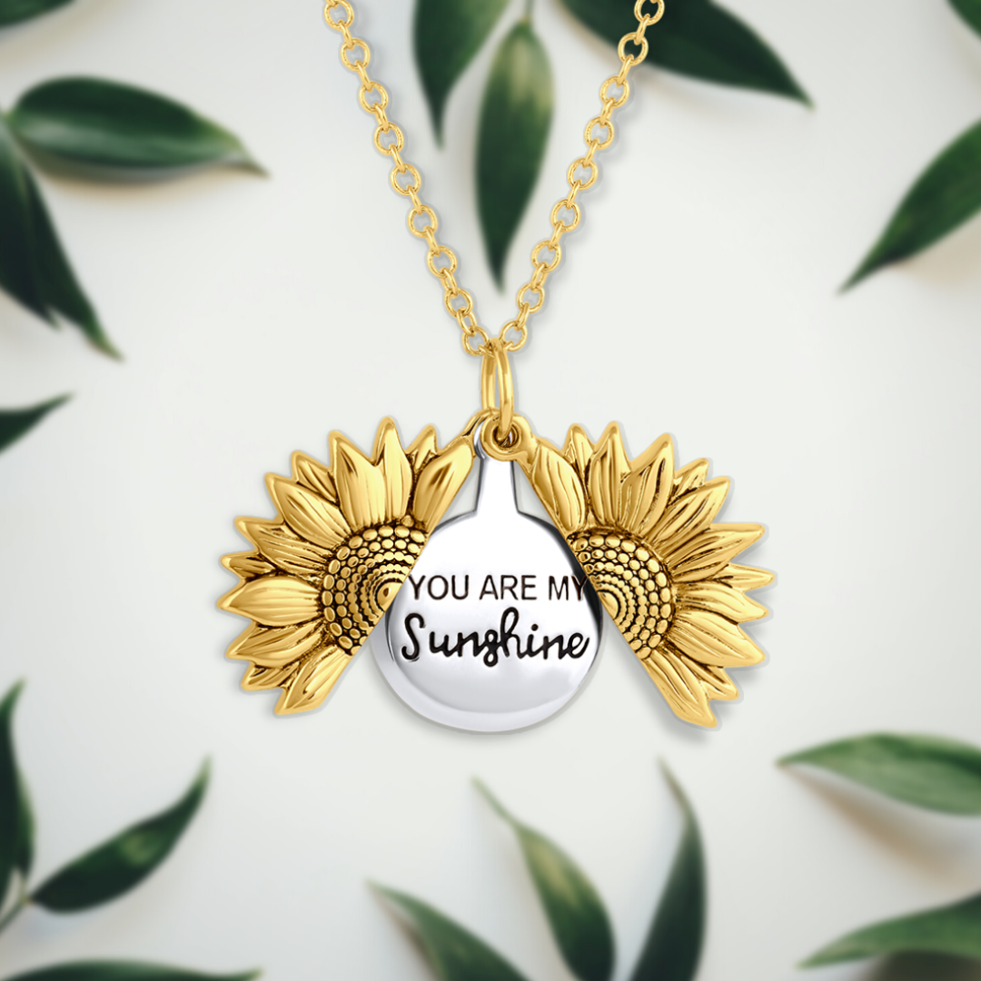 Sunflower Locket Necklace – "You Are My Sunshine" Hidden Message Gift for Her