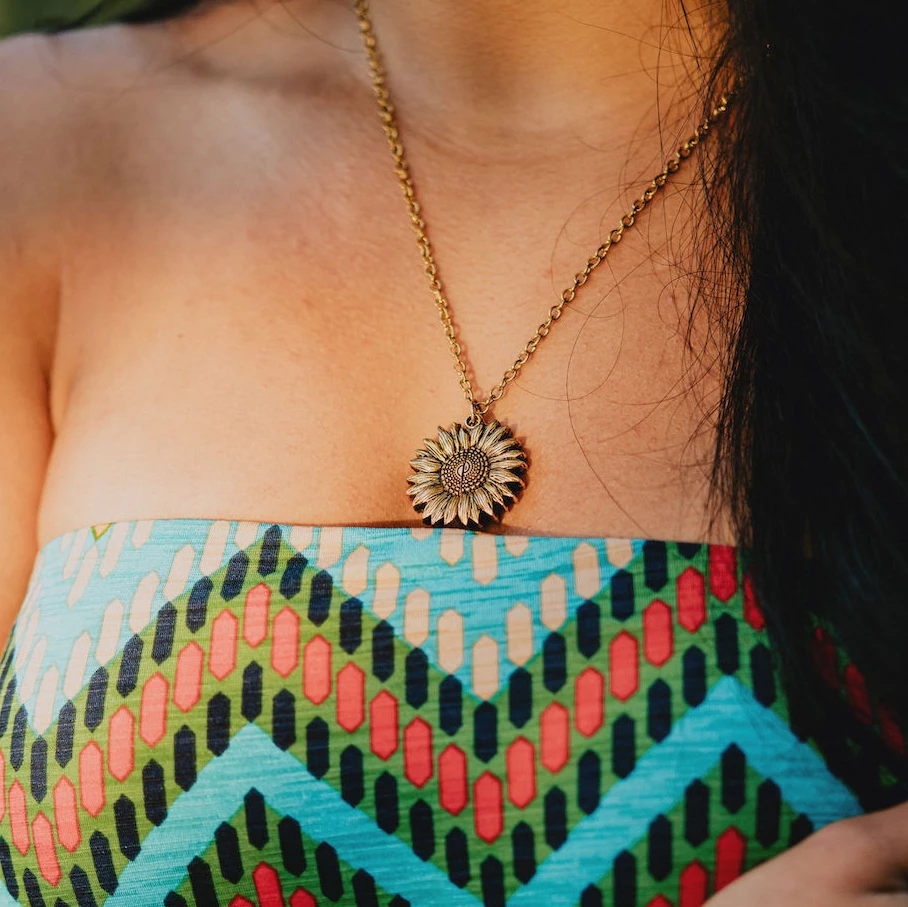 Sunflower Locket Necklace – "You Are My Sunshine" Hidden Message Gift for Her