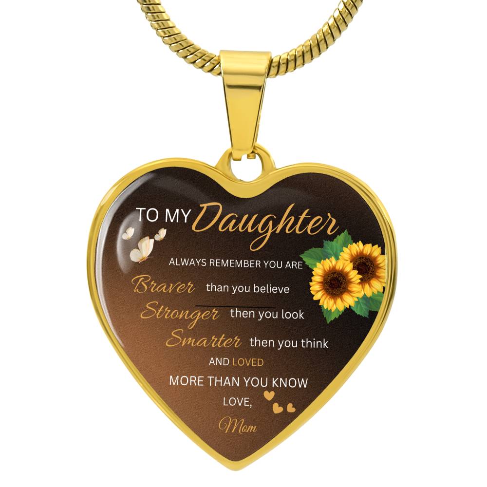To My Daughter – Personalized Heart Necklace with Custom Message Card
