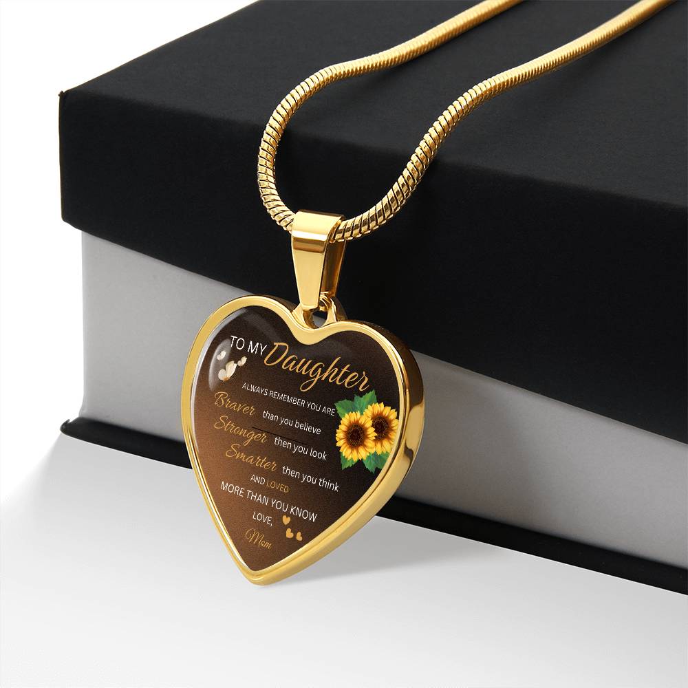 To My Daughter – Personalized Heart Necklace with Custom Message Card