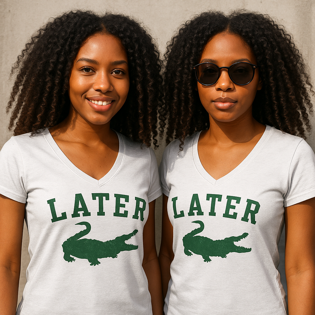 Later Gator Retro Tee – Women’s V-Neck Graphic T-Shirt