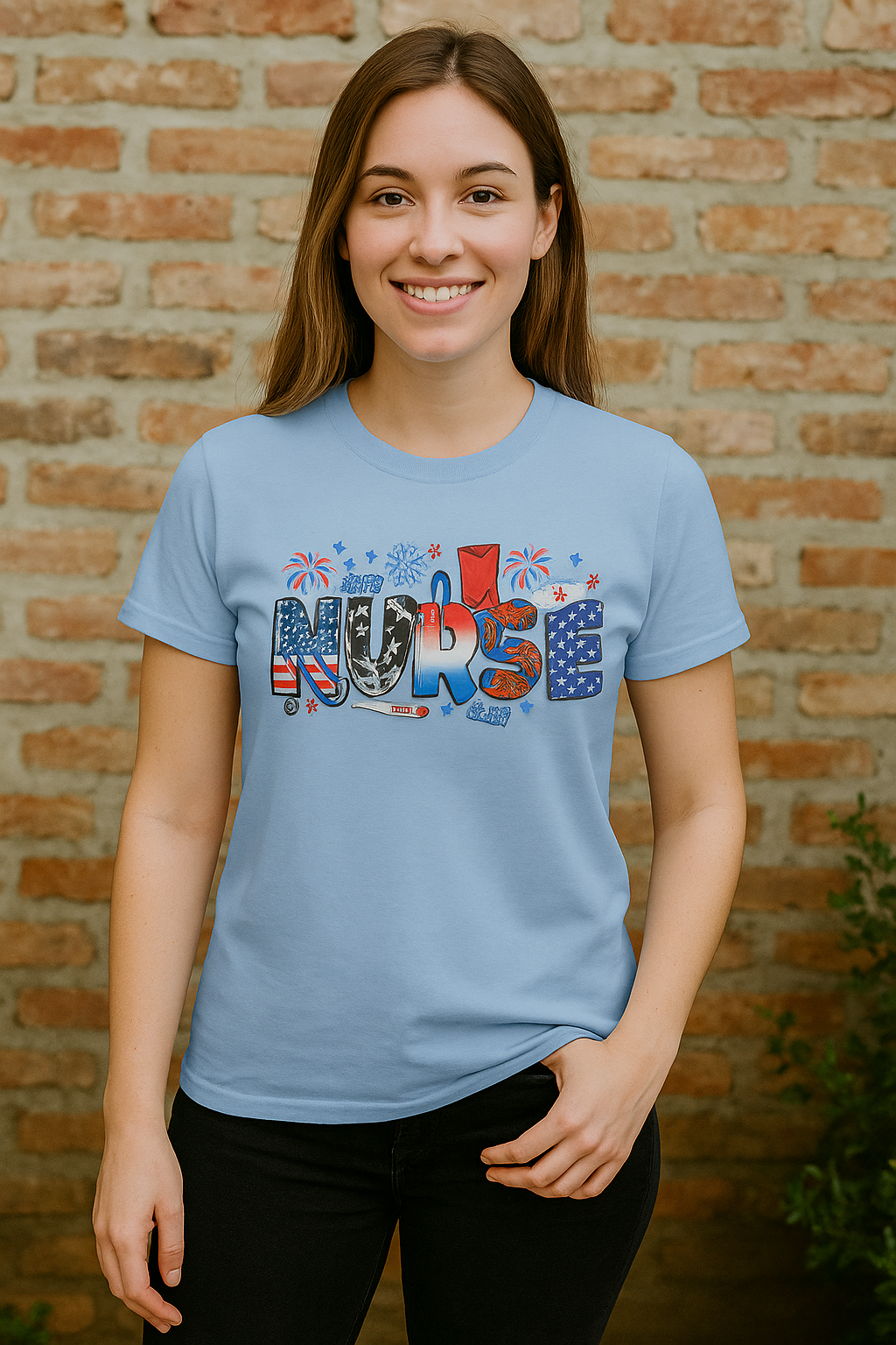 Nurse Life Tee – Proud. Brave. Red, White & Scrubs.