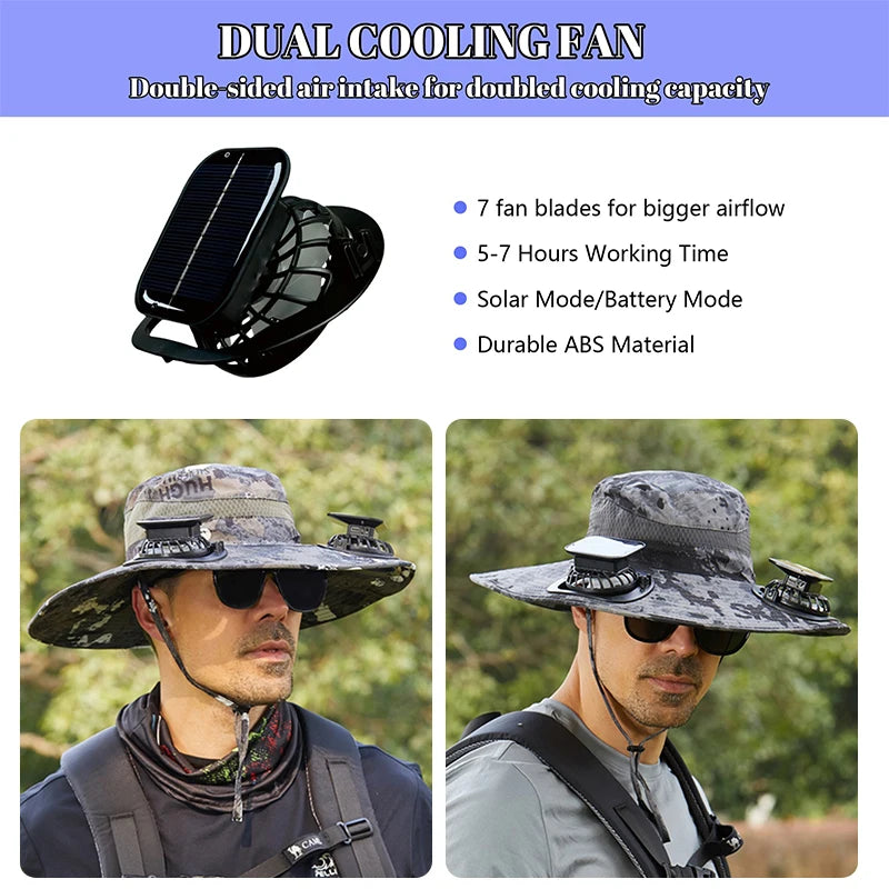 Solar-Powered Cooling Hat – Lightweight, Rechargeable Fan Cap for Outdoor Heat