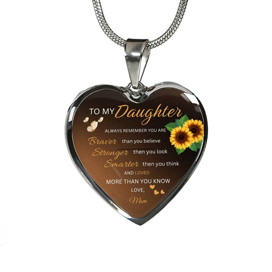 To My Daughter – Personalized Heart Necklace with Custom Message Card