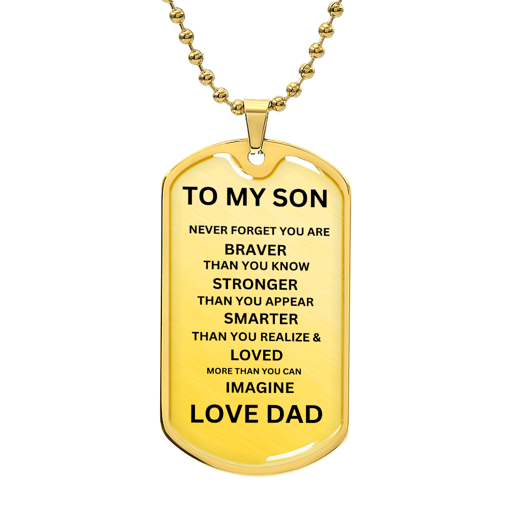 STRENGTH & LOVE: TO MY SON Dog Tag Necklace Gift | Dog Tag Necklace for Men | Gifts For Men