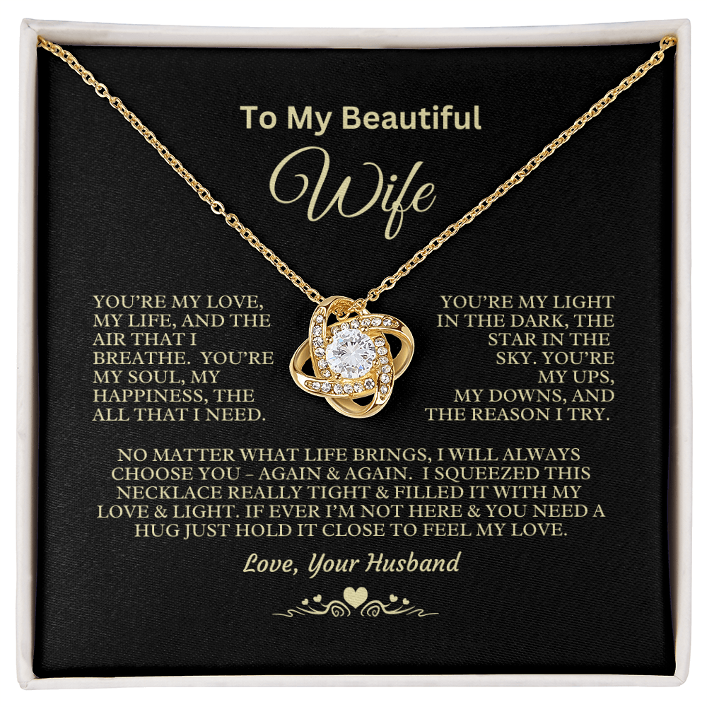 To My Beautiful Wife Love Knot Necklace