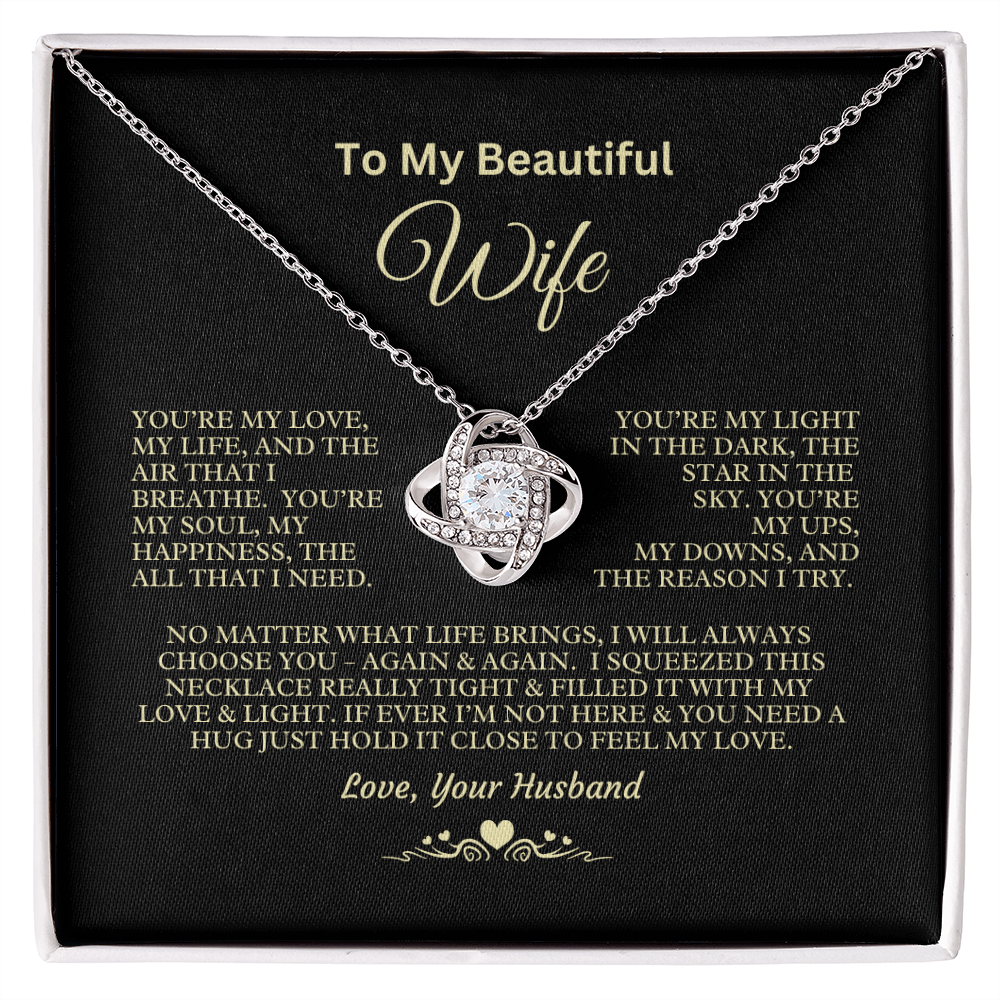 To My Beautiful Wife Love Knot Necklace