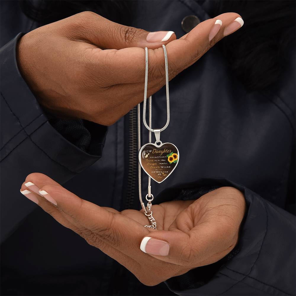 To My Daughter – Personalized Heart Necklace with Custom Message Card